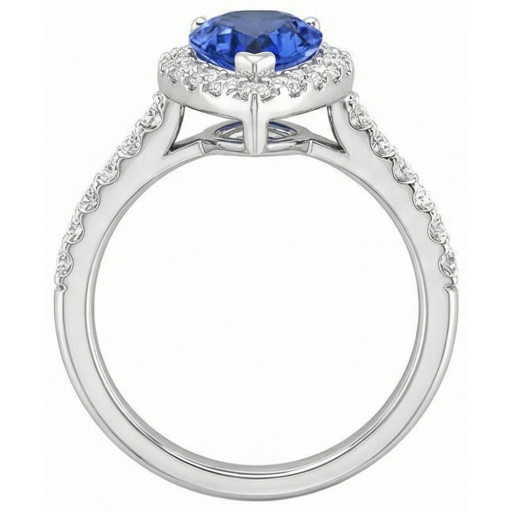 12.25 Ct. Pear Tanzanite With Round Natural Earth Mined Diamonds Wedding Ring WG 14K