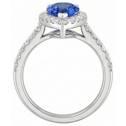 12.25 Ct. Pear Tanzanite With Round Natural Earth Mined Diamonds Wedding Ring WG 14K