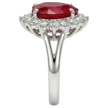12.75 Ct Heart Shaped Red Ruby IGI CERTIFIED Diamond Ring White Gold 14K New