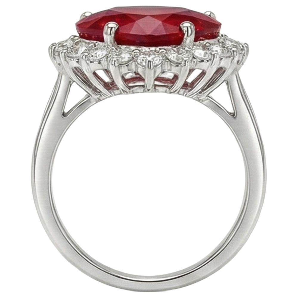 12.75 Ct Heart Shaped Red Ruby IGI CERTIFIED Diamond Ring White Gold 14K New