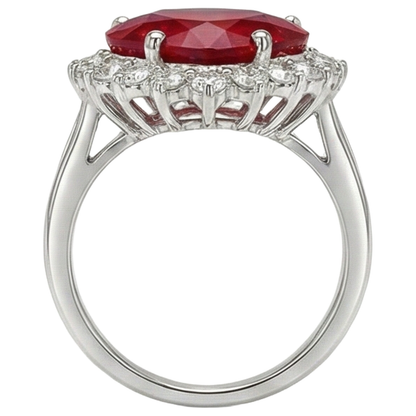 12.75 Ct Heart Shaped Red Ruby IGI CERTIFIED Diamond Ring White Gold 14K New