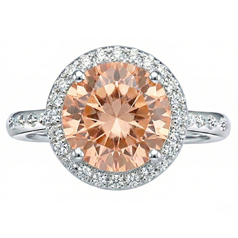 12.85 Ct Brilliant Cut Morganite And Natural Earth Mined Diamonds Anniversary Ring Gold