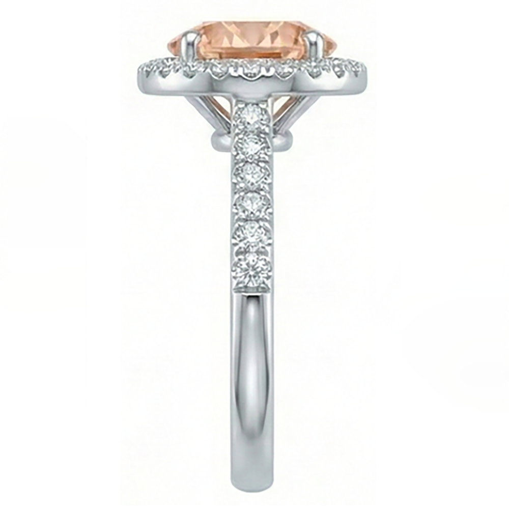 12.85 Ct Brilliant Cut Morganite And Natural Earth Mined Diamonds Anniversary Ring Gold