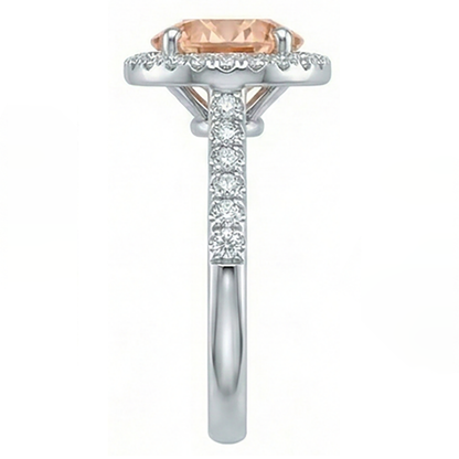 12.85 Ct Brilliant Cut Morganite And Natural Earth Mined Diamonds Anniversary Ring Gold