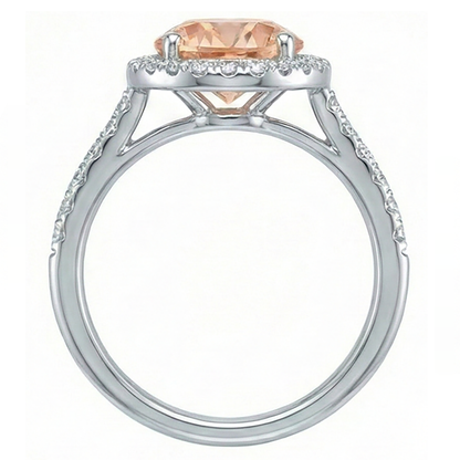 12.85 Ct Brilliant Cut Morganite And Natural Earth Mined Diamonds Anniversary Ring Gold