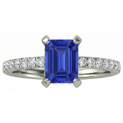 12 Ct Hidden Halo Tanzanite With Natural Earth Mined Diamonds Wedding Ring White Gold