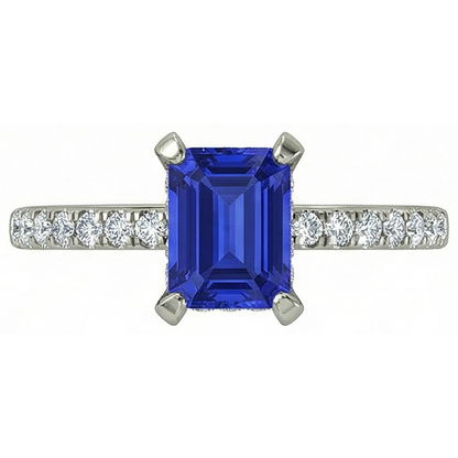 12 Ct Hidden Halo Tanzanite With Natural Earth Mined Diamonds Wedding Ring White Gold