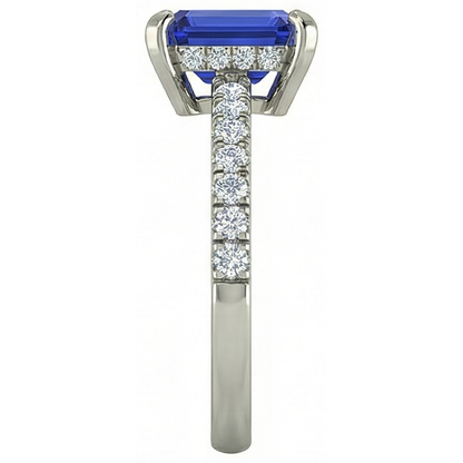 12 Ct Hidden Halo Tanzanite With Natural Earth Mined Diamonds Wedding Ring White Gold