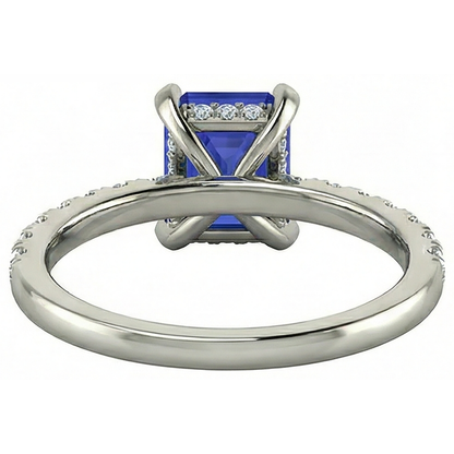 12 Ct Hidden Halo Tanzanite With Natural Earth Mined Diamonds Wedding Ring White Gold