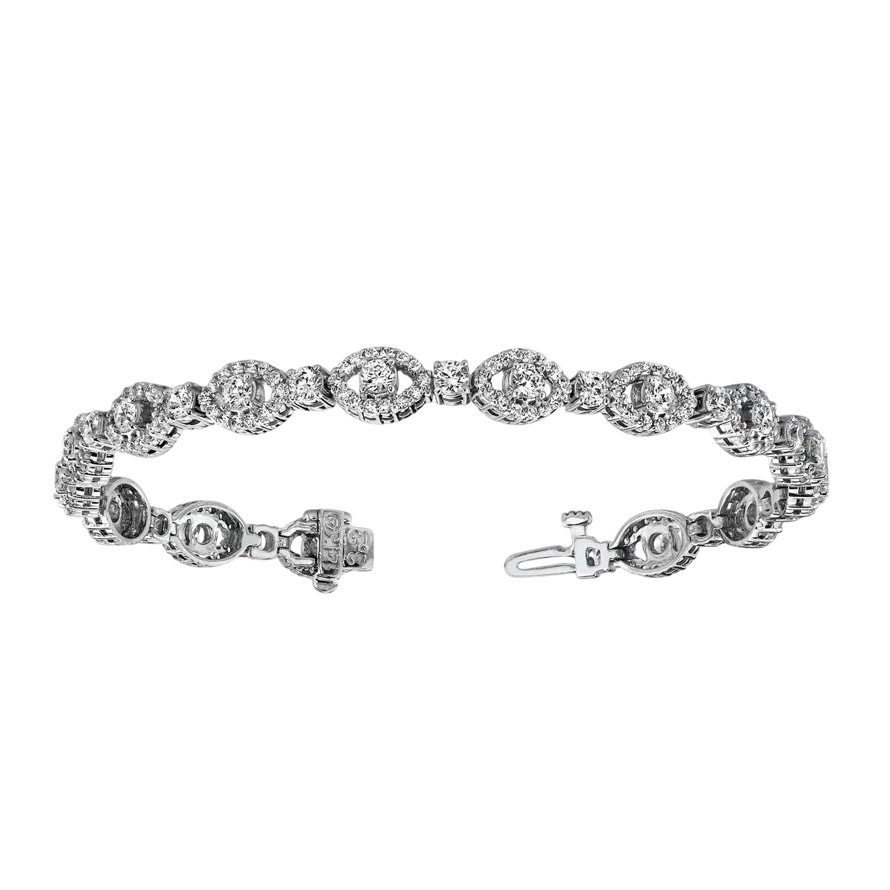 12.50 Carats Round Carats Lab Grown Diamonds Almond Link Bracelet White Gold 14K