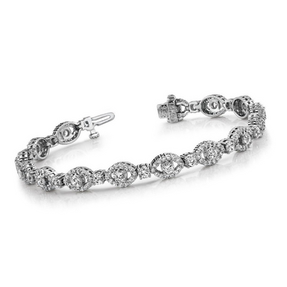 12.50 Carats Round Carats Lab Grown Diamonds Almond Link Bracelet White Gold 14K