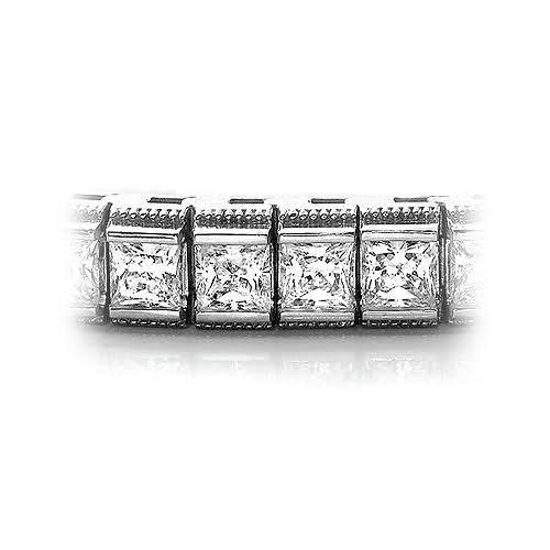 12.60 Carats Sparkling Princess Cut Lab Grown Diamonds Tennis Bracelet WG 10K