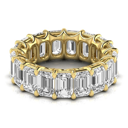 12.75 Ct Diamond Emerald Eternity Band Lab Grown YG 14K Anniversary Jewelry