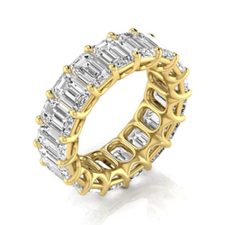 12.75 Ct Diamond Emerald Eternity Band Lab Grown YG 14K Anniversary Jewelry
