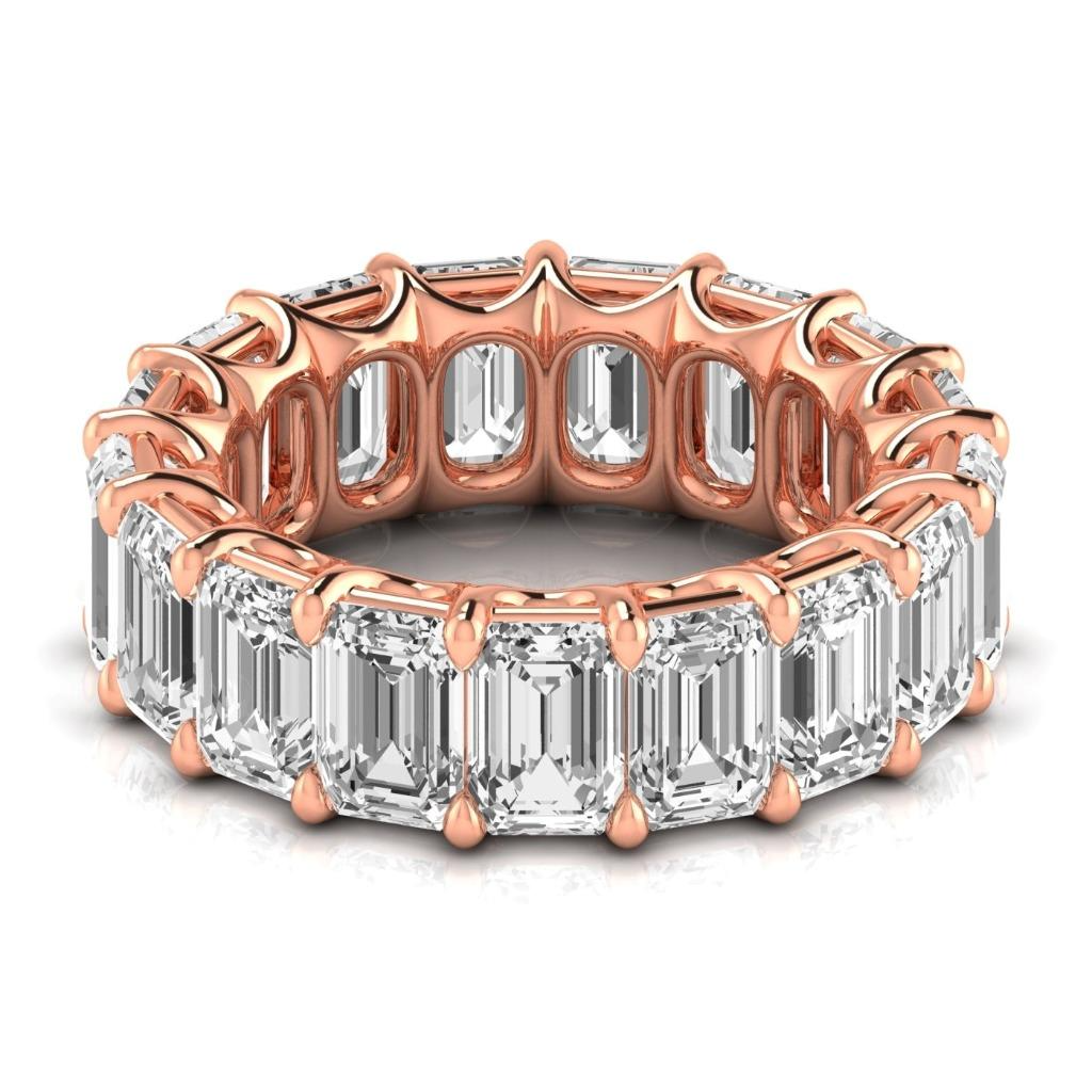 12.75 Ct Emerald Diamonds Rose Gold Eternity Band Lab Grown 14K Jewelry