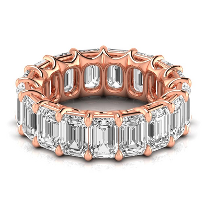 12.75 Ct Emerald Diamonds Rose Gold Eternity Band Lab Grown 14K Jewelry