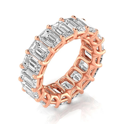 12.75 Ct Emerald Diamonds Rose Gold Eternity Band Lab Grown 14K Jewelry