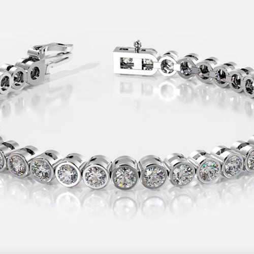 12.80 Ct Round Shape Lab Grown Diamond Tennis Bracelet 10K White Gold