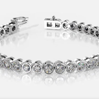 12.80 Ct Round Shape Lab Grown Diamond Tennis Bracelet 10K White Gold