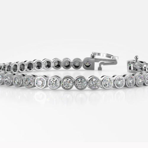 12.80 Ct Round Shape Lab Grown Diamond Tennis Bracelet 10K White Gold