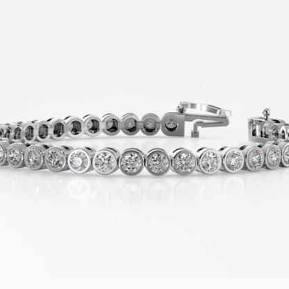 12.80 Ct Round Shape Lab Grown Diamond Tennis Bracelet 10K White Gold