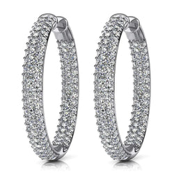 12 Carat Dazzling Diamond Hoop Gold Earrings