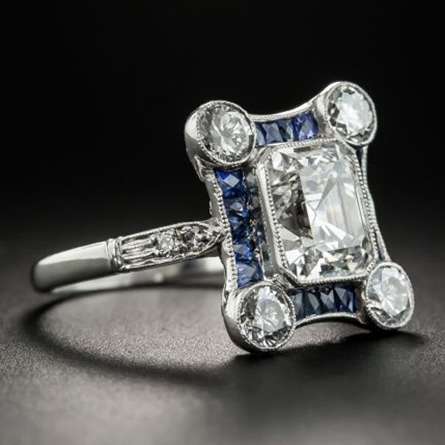 12 Carat Art Deco Big Lab Grown Emerald Halo Ring