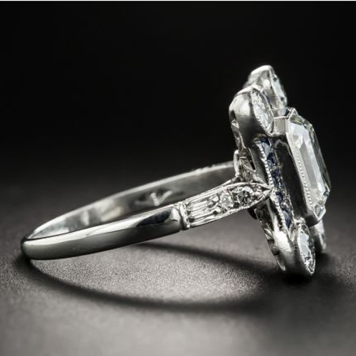 12 Carat Art Deco Big Lab Grown Emerald Halo Ring