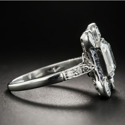 12 Carat Art Deco Big Lab Grown Emerald Halo Ring