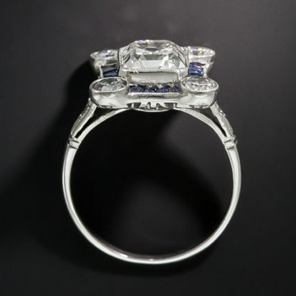 12 Carat Art Deco Big Lab Grown Emerald Halo Ring