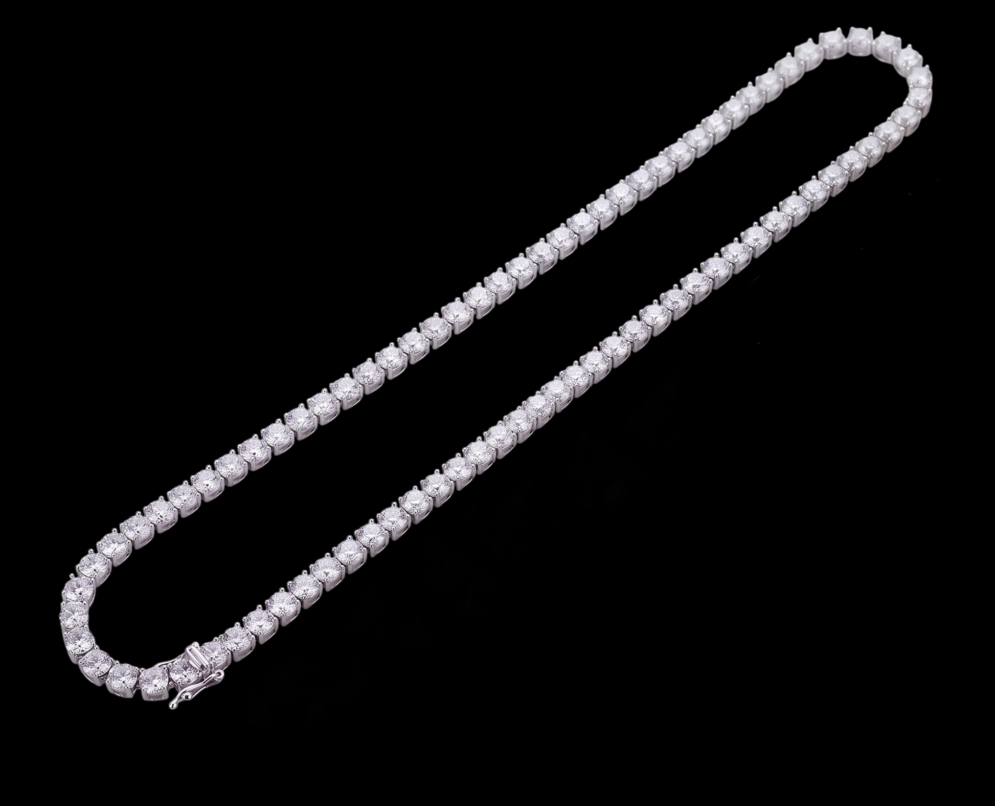 12 Carat Lab Grown Tennis Necklace 18 Inch Chain White Gold 14K