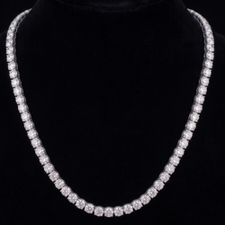 12 Carat Lab Grown Tennis Necklace 18 Inch Chain White Gold 14K