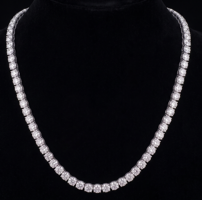 12 Carat Lab Grown Tennis Necklace 18 Inch Chain White Gold 14K