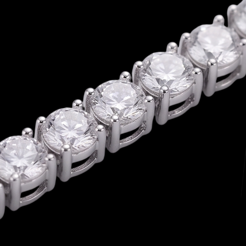 12 Carat Lab Grown Tennis Necklace 18 Inch Chain White Gold 14K