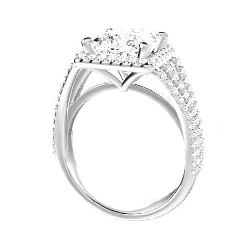 12 Carat Princess Huge Lab Grown Diamond Split Shank Ring