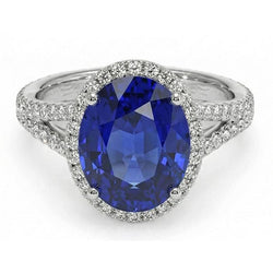 12 Carat Oval Sapphire Halo Ring