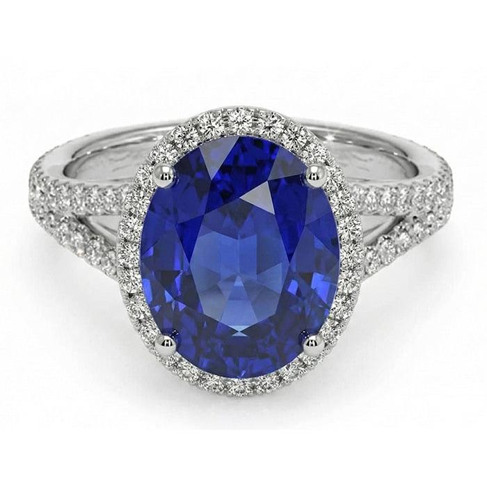 12 Carat Oval Sapphire Halo Ring