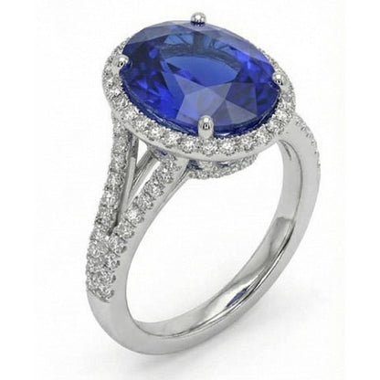 12 Carat Oval Sapphire Halo Ring