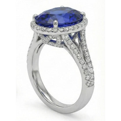 12 Carat Oval Sapphire Halo Ring