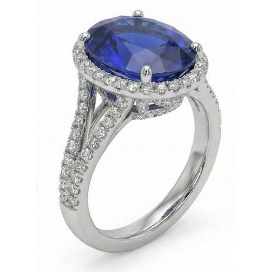 12 Carat Oval Sapphire Halo Ring