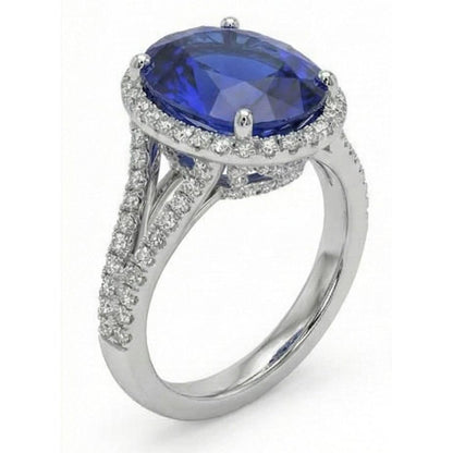 12 Carat Oval Sapphire Halo Ring