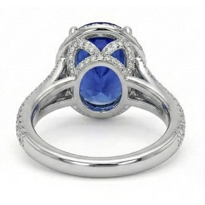 12 Carat Oval Sapphire Halo Ring