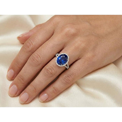 12 Carat Oval Sapphire Halo Ring