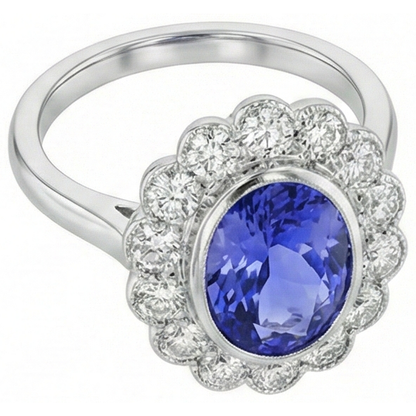 Natural Real ( Not Lab Grown )  12ct Tanzanite Halo Cocktail Ring