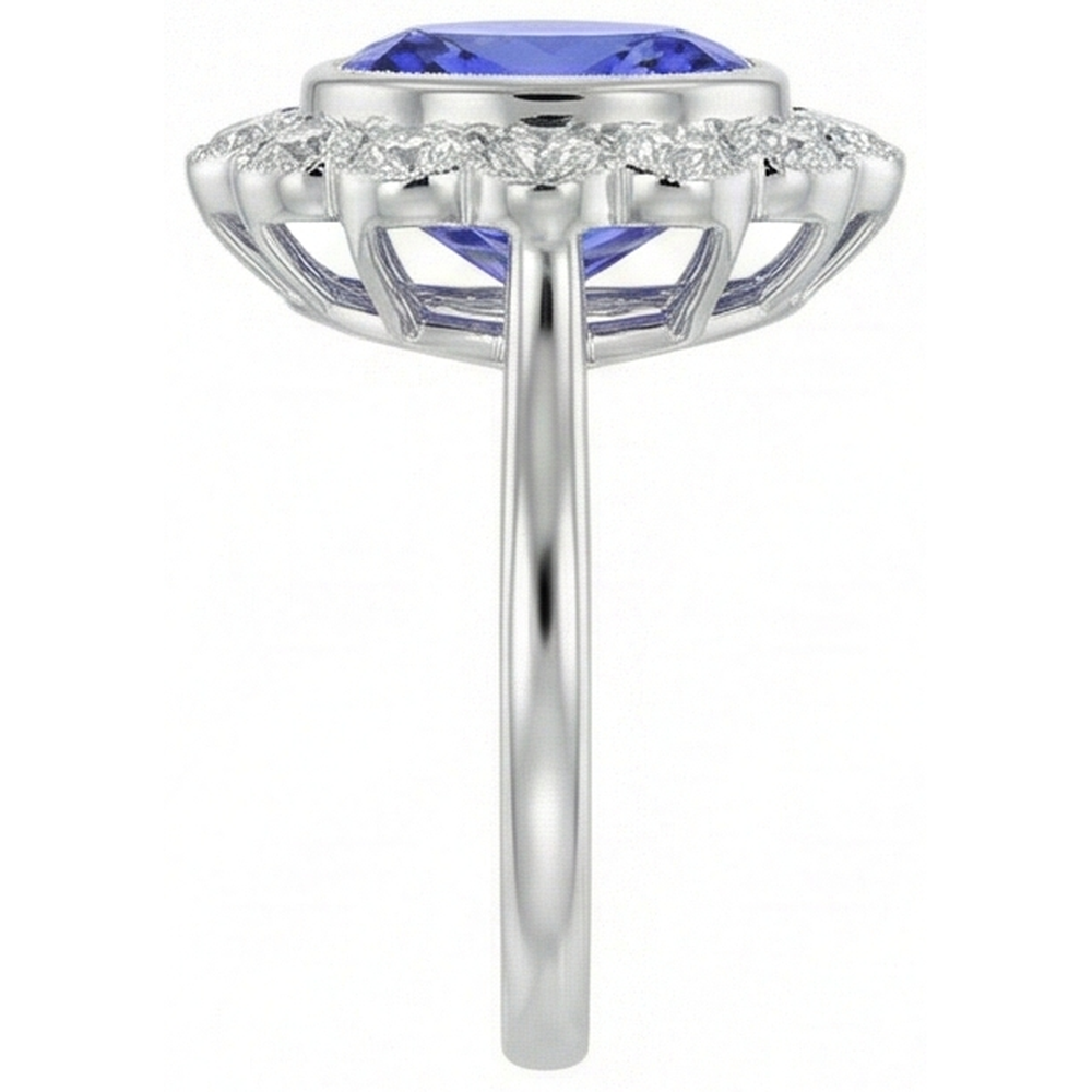 Natural Real ( Not Lab Grown )  12ct Tanzanite Halo Cocktail Ring