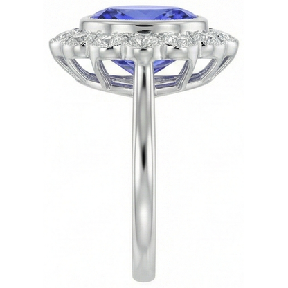 Natural Real ( Not Lab Grown )  12ct Tanzanite Halo Cocktail Ring