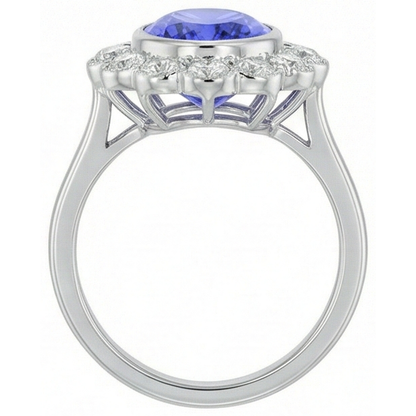 Natural Real ( Not Lab Grown )  12ct Tanzanite Halo Cocktail Ring