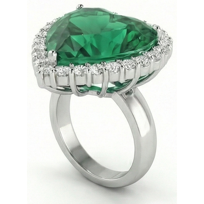 13 Carats Heart Shaped Green Emerald GIA With Natural Earth Mined Diamond Wedding Ring 14K