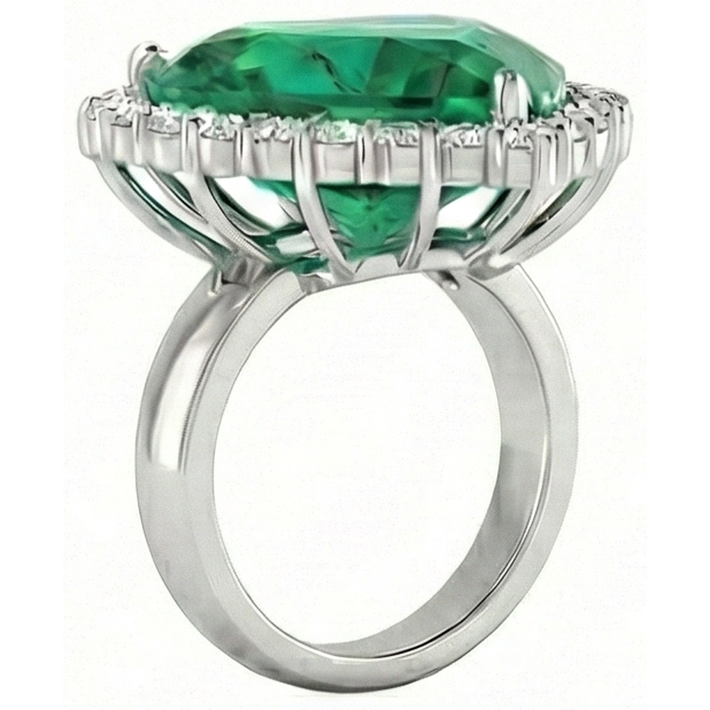13 Carats Heart Shaped Green Emerald GIA With Natural Earth Mined Diamond Wedding Ring 14K