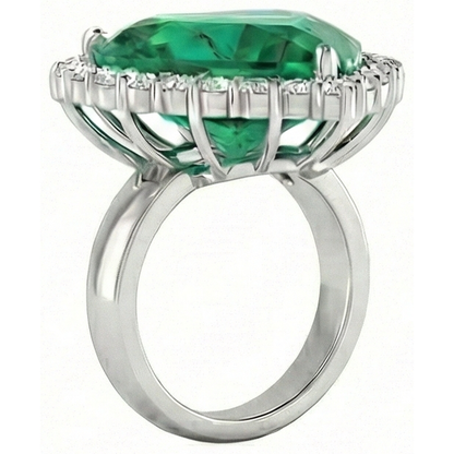 13 Carats Heart Shaped Green Emerald GIA With Natural Earth Mined Diamond Wedding Ring 14K